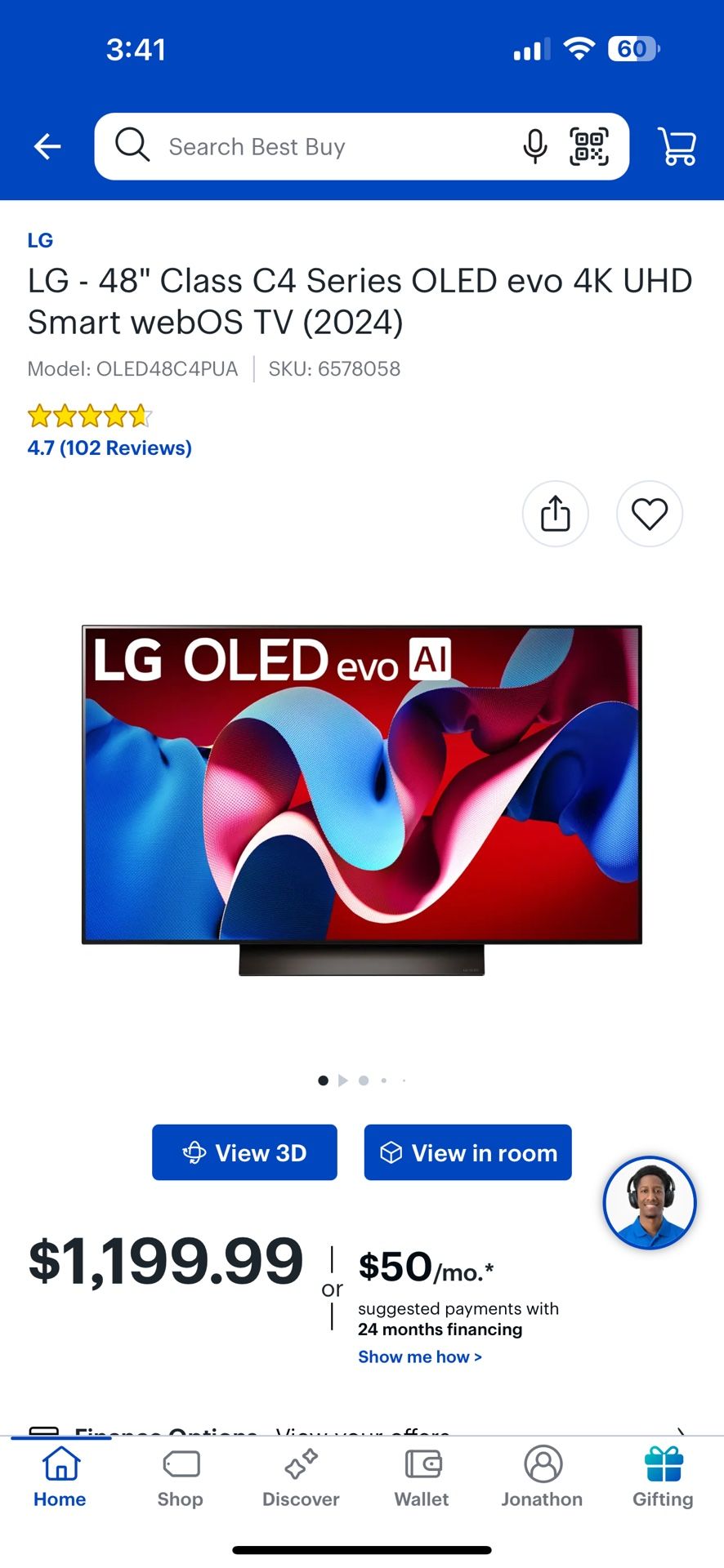 LG OLED 48 In C4 TV