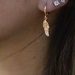 Gold Plated Feather Earrings 