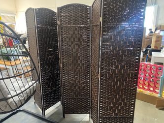 New Assembled 6-Panels Tall Rattan Room Divider 6 FT Folding Privacy Screen Indoor Partition Wall