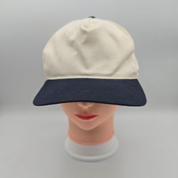 Unbranded Off White/Navy Blue Solid Adjustable SnapbackHat. 9