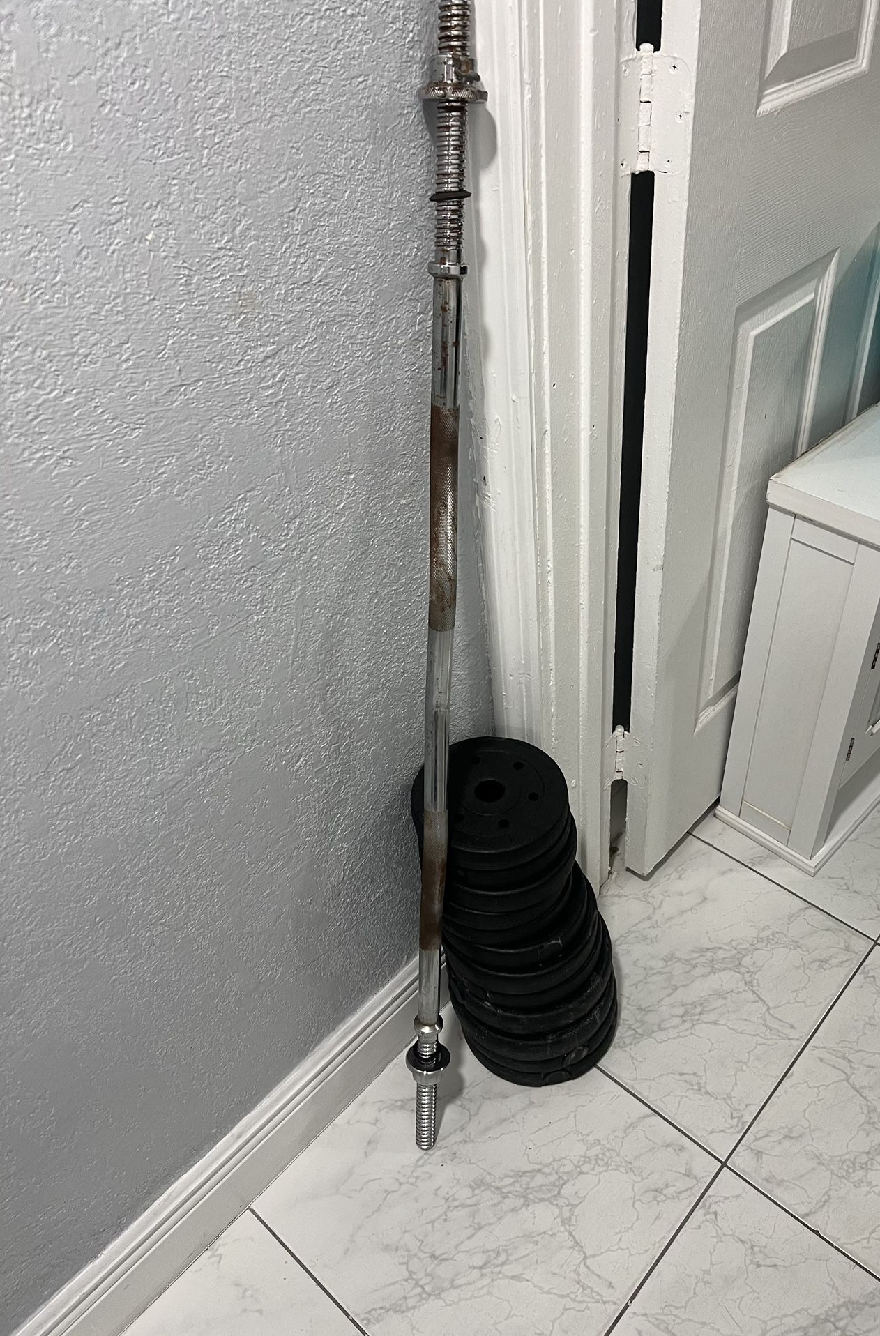 Curl Bar With Weights..