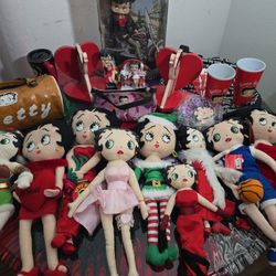 Betty Boop Collector Lot Plush Dolls, Bag, Mug, Figurines, Vintage Decor & Toys Bundle