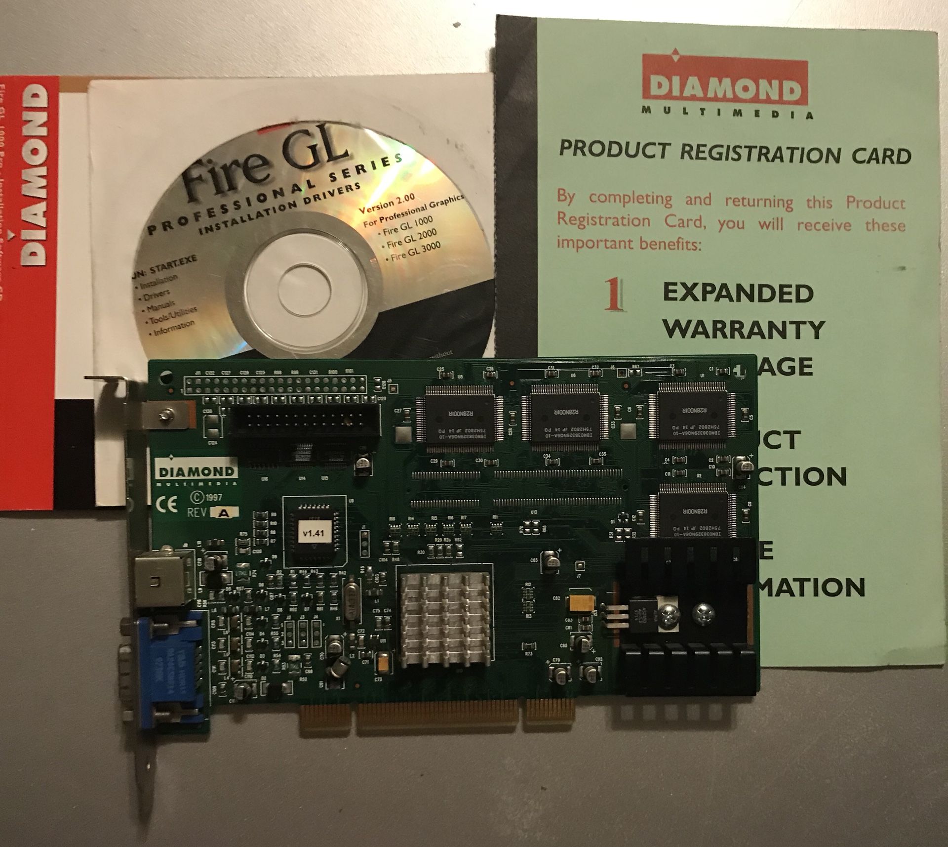 DIAMOND FIRE GL 1000 PRO AGP VIDEO GRAPHICS CARD 8MB Tested w/Drivers