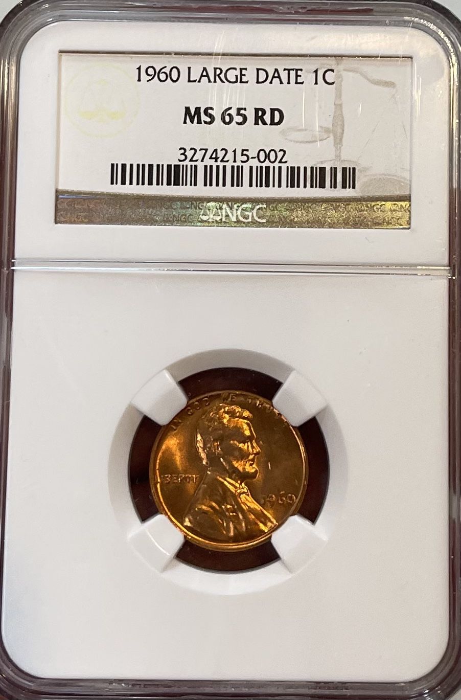 1960 Large Date Penny MS 65 RD