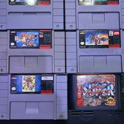 Super Nintendo games & 1 Genesis game