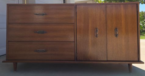 Vintage MCM Walnut Credenza Cabinet