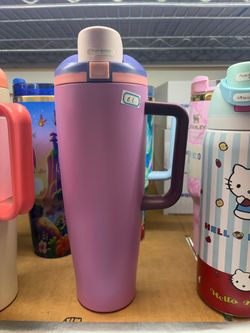 Pink Insulated Tumbler with Handle and Push Button Lid