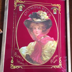 Original vintage Olympia Brewing Co Gibson Girl “It’s The Water” Framed Beer Advertisement Sign
