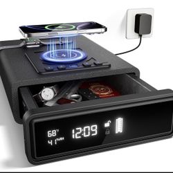 Biometric Safe with Wireless Charging for Phone & Watch
