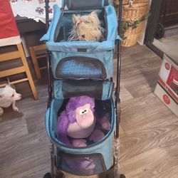 Blue Double Dog Stroller 