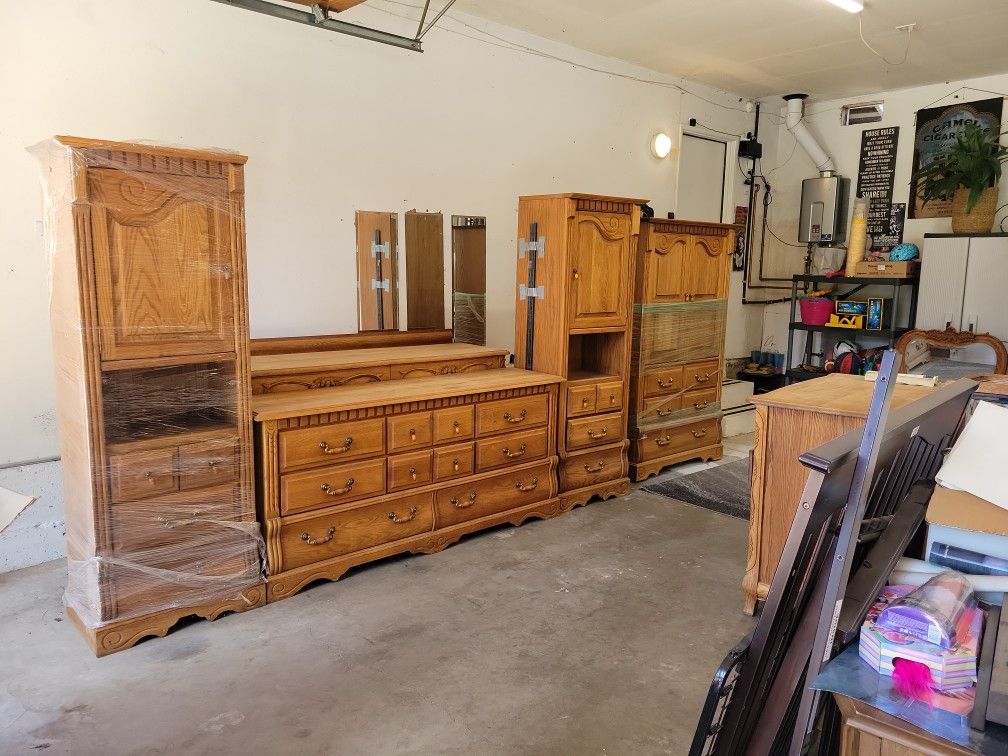 5 piece solid oak bedroom set