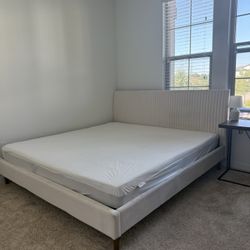 King Size Bed with Mattress & Frame(with Wooden Slats)