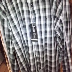Silver Crest Mens Long Sleeve Button Up Plaid Shirt Size Large