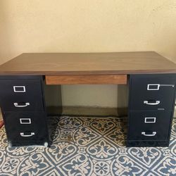 File cabinet desk and side table