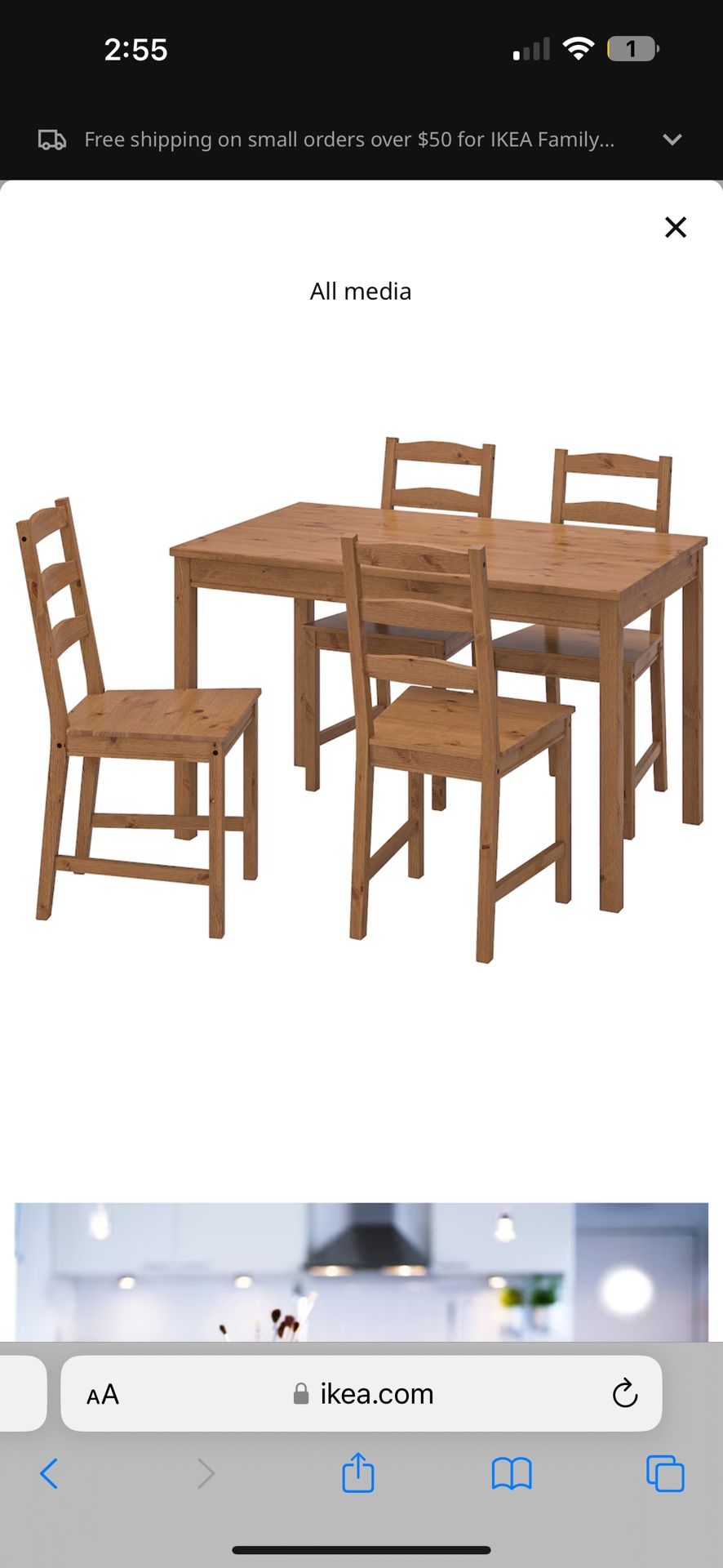 Ikea Jokkmokk Table And 4 Chairs , Antique Stain