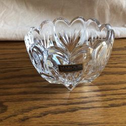 Marquis Waterford Crystal Made In Germany Heart Design Small Bowl Signed On Bottom 