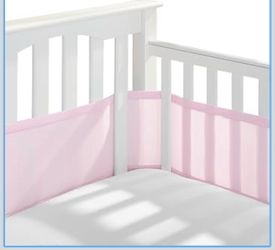 New BreathableBaby Breathable Mesh Liner for Full-Size Cribs, Classic 3mm Mesh, Light Pink (Size 4FS Covers 3 or 4 Sides)