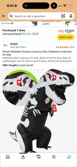 Costume Light up skeleton T-Rex