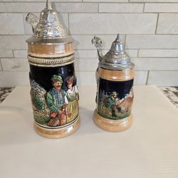 Set of 2 West German Vintage Beer Steins