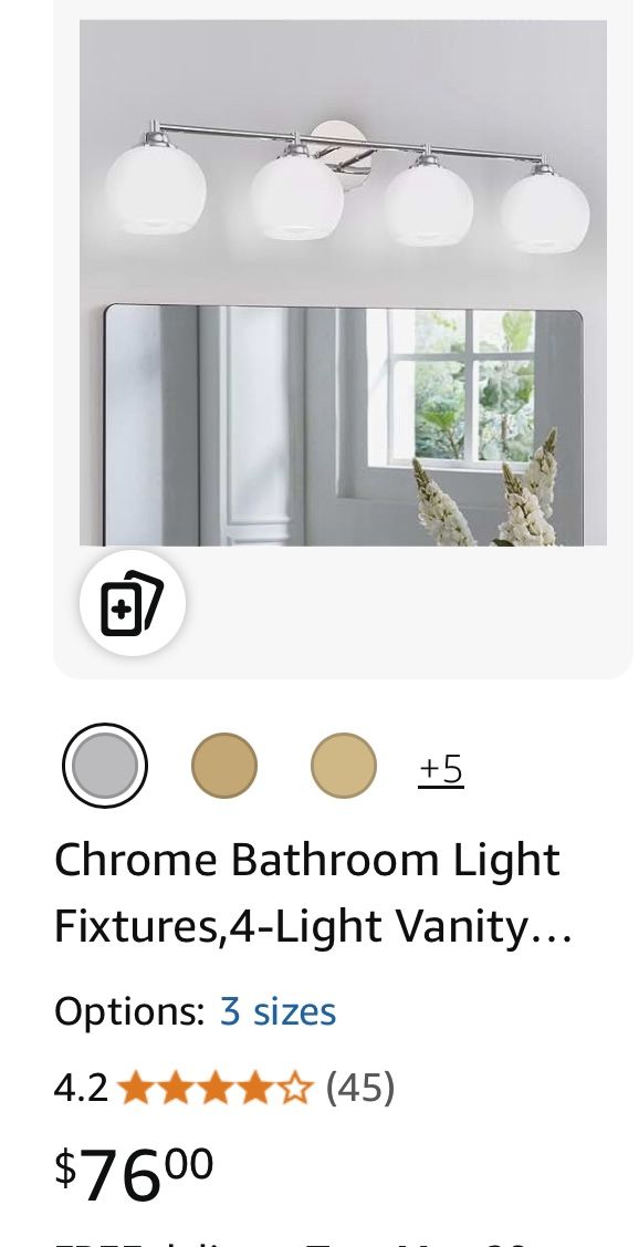 New 4- Light Chrome Bathroom Light With Frosted Glass