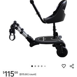 Englacha 2-in-1 Cozy X Rider, Black - Child Rider Stroller Attachment with Saddle Seat and Standing Platform