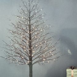 2 New Iced Trees with LED LIGHTS  7 Feet Tall In/outside 