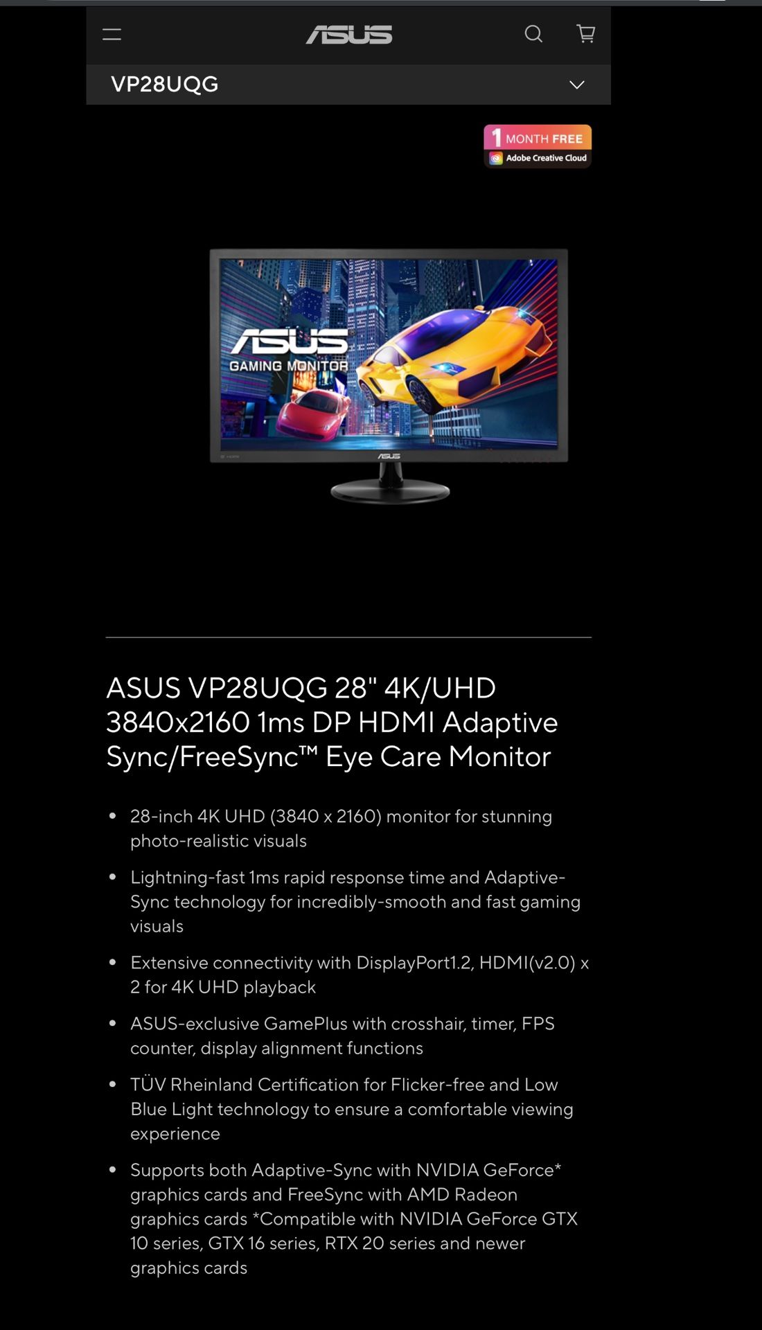4K 1 Millisecond Asus Gaming Monitor!!