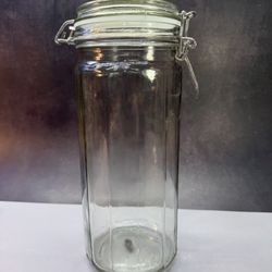 (2) Vintage Clear Paneled Canister Jar set.  5 1/2” & 10” tall. Wire Bale Hinged Lids with new silicone gaskets.