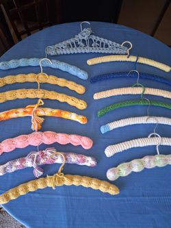 Vintage handmade crochet hangers -lot of 15