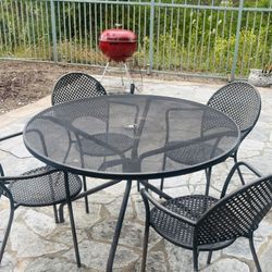 5-Piece Black Metal Mesh Outdoor Dining Set Made in Italy