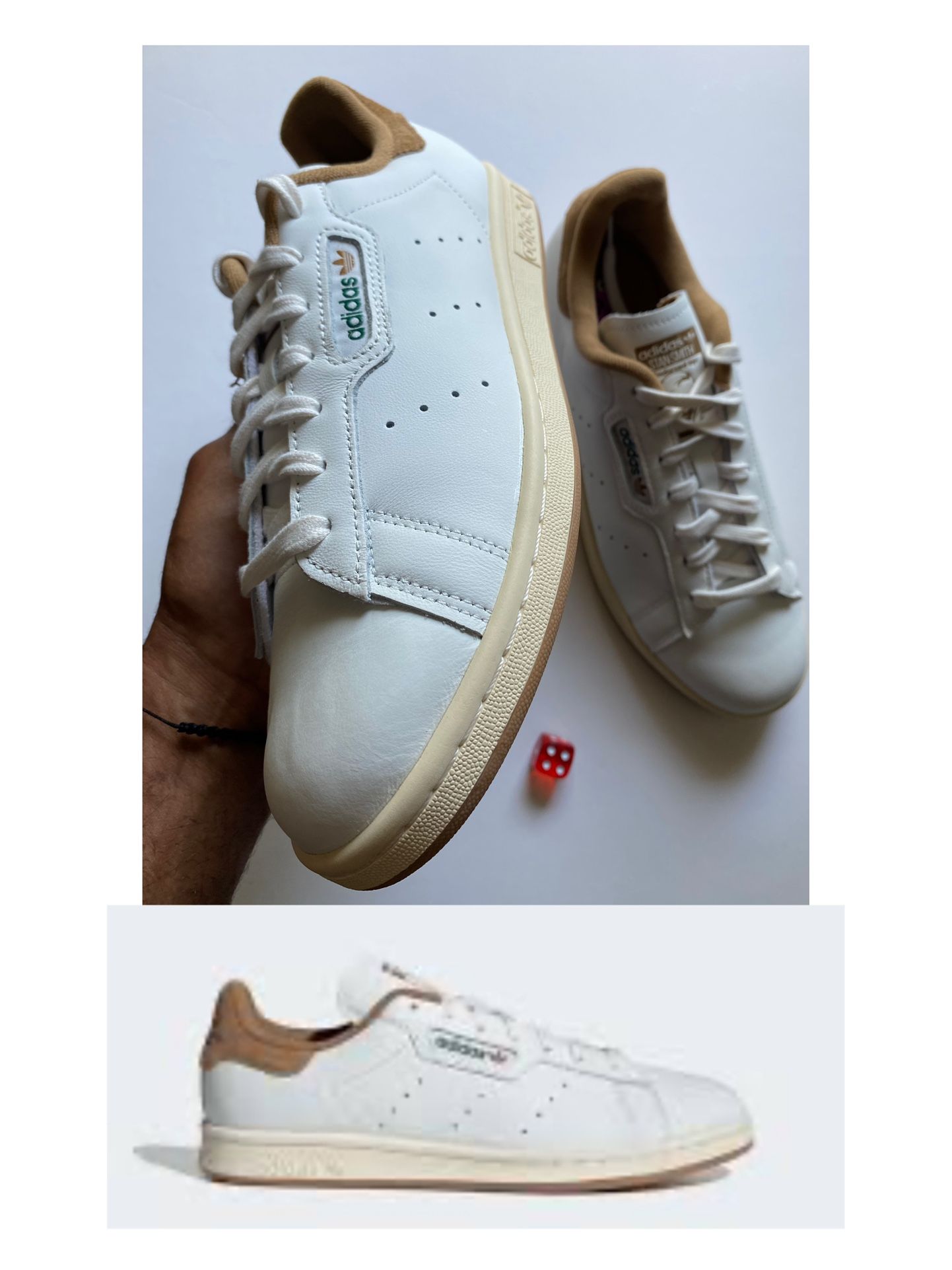 Adidas Originals Stan Smith Core White Desert Brown Men's Sz 8.5 NEW NO BOX