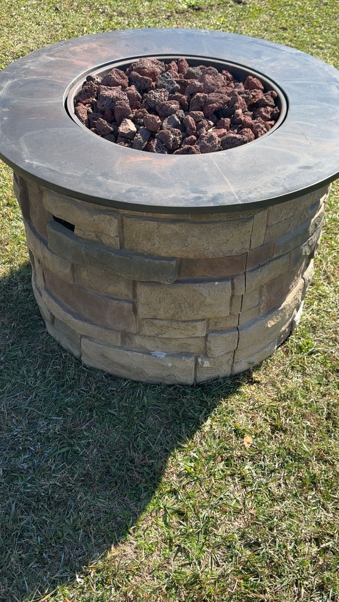 Outdoor Stone Gas Firepit 
