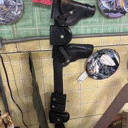 Vintage Police Belt With 2 Holsters