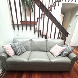 Gray Leather Sofa Set 