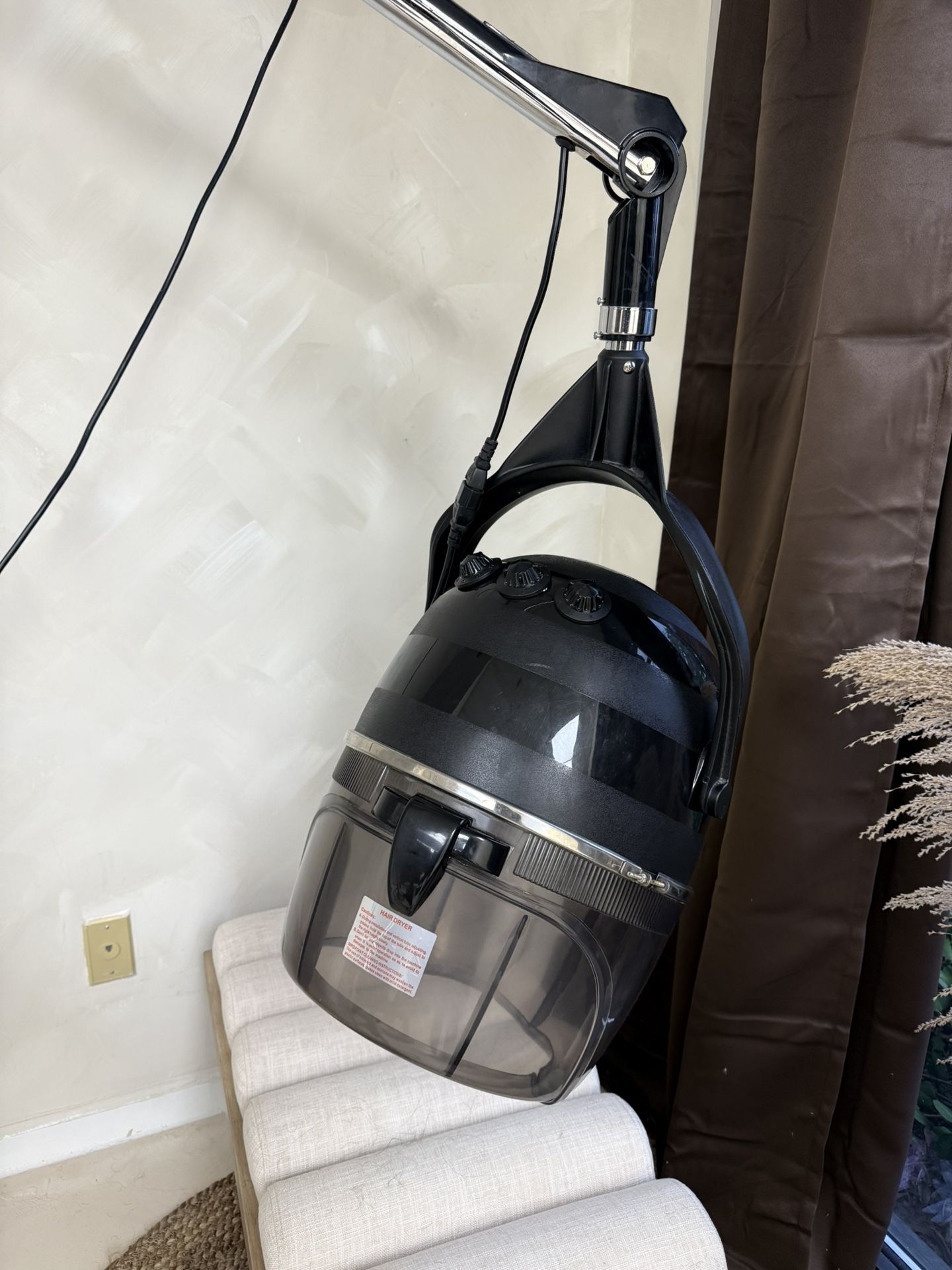 Overhead wall mount hair dryer Black