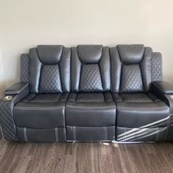 Reclining Sofa 0 Gravity/Wireless Charger,LED Floor Lights,Reading Light, Drop-down Table USB/Type-C