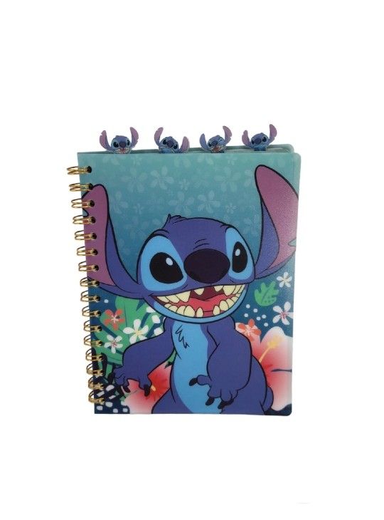 Disney Stitch Tab Journal Notebook Spiral Bound Vinyl Tab 96 Lined Pages New