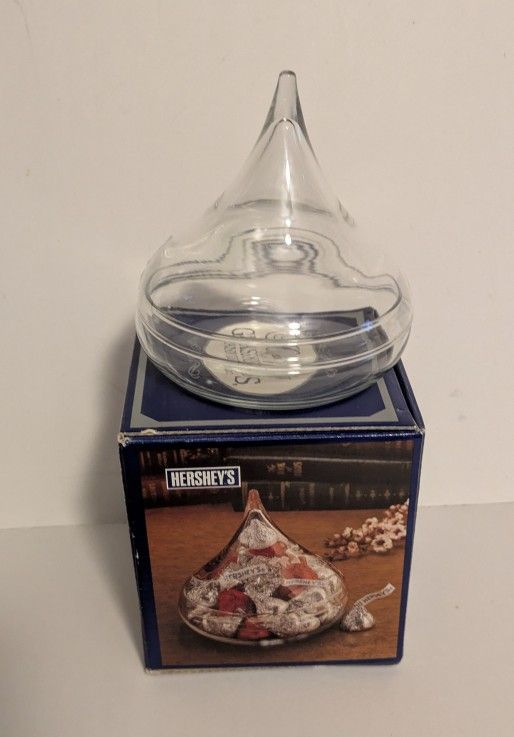 Hershey Clear Glass Candy Dish Vintage Made In USA 8.5 oz 5" H x 4" W