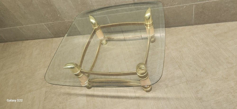 Italian Faux Tusk Brass Cocktail Table Tommaso Barbi Style