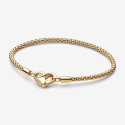 Pandora 14K Gold Plated Studded Chain Bracelet 7.5"