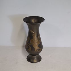 Vintage Mini Engraved Bud Vase With Floral Etching