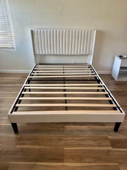 Modern velvet Queen Bed Frame - like new barely used