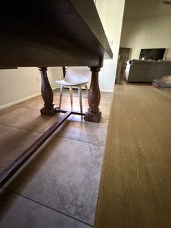 Dark Wood Dining Table with Turned Legs