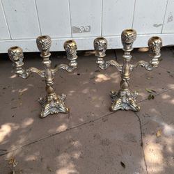 3 Arm Skull Gothic Candelabra Candle Holders 
