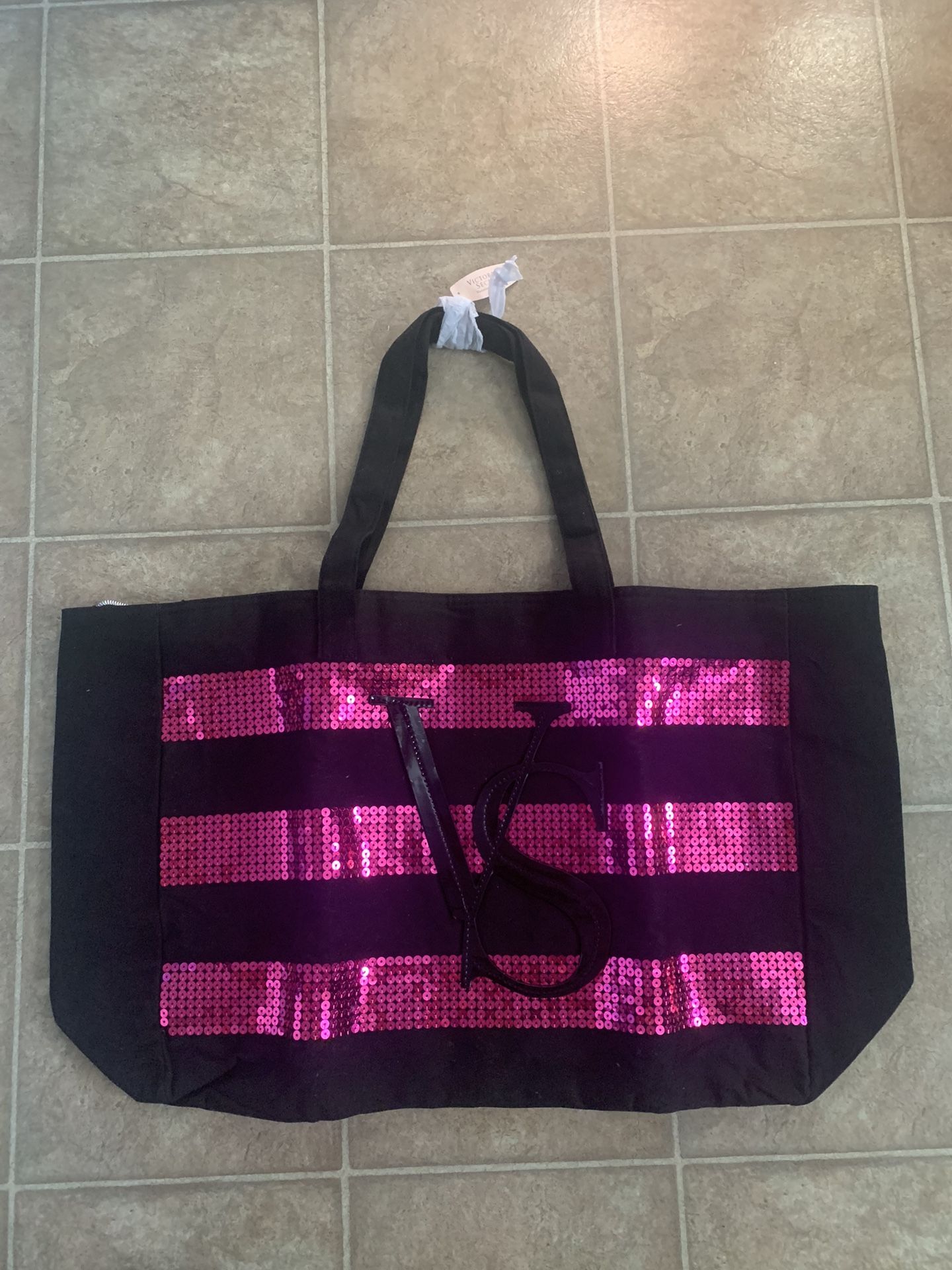Victorias Secret Sequin Tote Bag With Zipper
