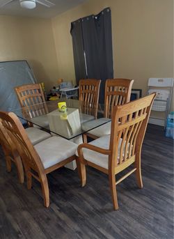 Glass Wooden Dining Table