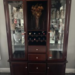 Raymour & Flanigan Cherry Wood China Cabinet