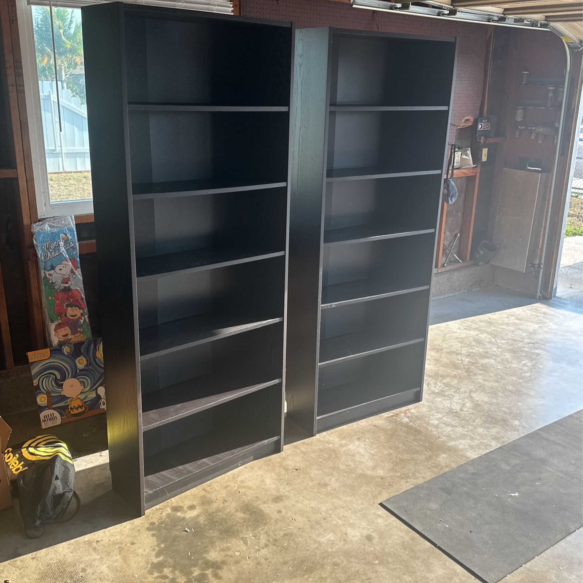 2x Black Bookcases
