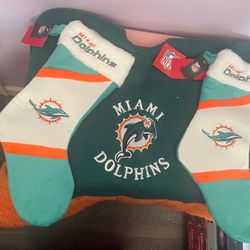 Miami Dolphins Tree Skirt & Stockings 