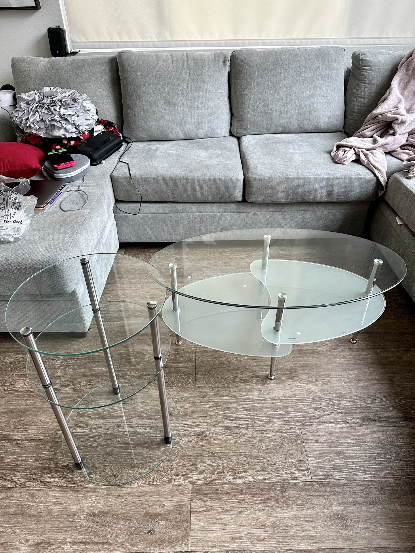 Modern Glass Coffee Table + Matching Side Table Set